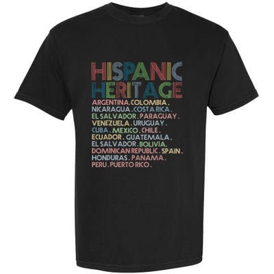 Hispanic Heritage Month 2023 Latino All Countries Names Garment-Dyed Heavyweight T-Shirt