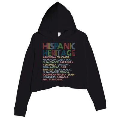 Hispanic Heritage Month 2023 Latino All Countries Names Crop Fleece Hoodie