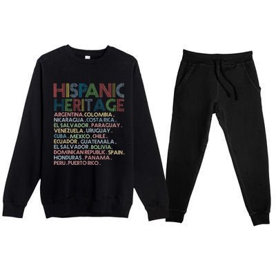 Hispanic Heritage Month 2023 Latino All Countries Names Premium Crewneck Sweatsuit Set