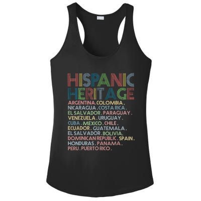 Hispanic Heritage Month 2023 Latino All Countries Names Ladies PosiCharge Competitor Racerback Tank