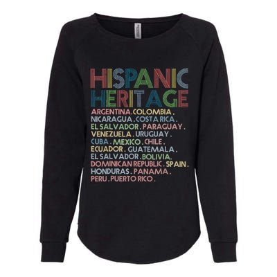 Hispanic Heritage Month 2023 Latino All Countries Names Womens California Wash Sweatshirt