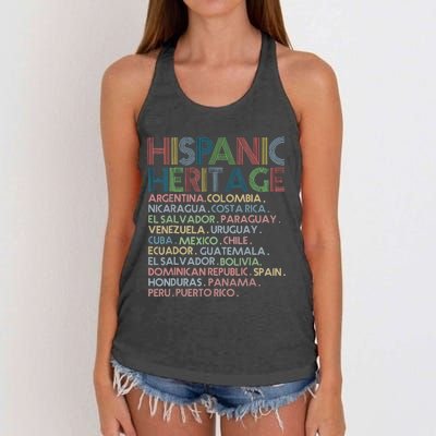 Hispanic Heritage Month 2023 Latino All Countries Names Women's Knotted Racerback Tank