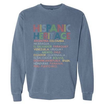 Hispanic Heritage Month 2023 Latino All Countries Names Garment-Dyed Sweatshirt