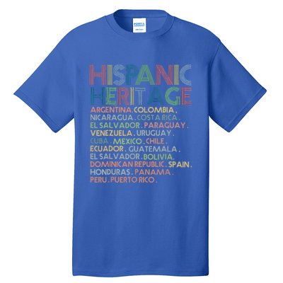 Hispanic Heritage Month 2023 Latino All Countries Names Tall T-Shirt