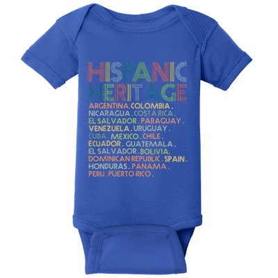 Hispanic Heritage Month 2023 Latino All Countries Names Baby Bodysuit