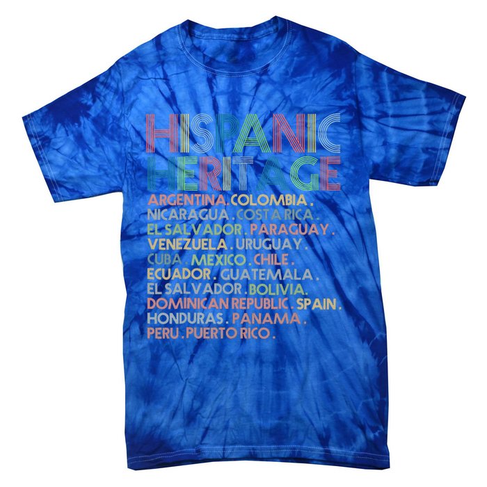 Hispanic Heritage Month 2023 Latino All Countries Names Tie-Dye T-Shirt