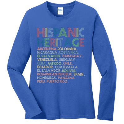 Hispanic Heritage Month 2023 Latino All Countries Names Ladies Long Sleeve Shirt