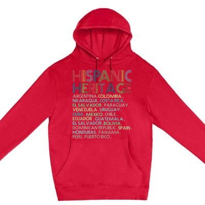 Hispanic Heritage Month 2023 Latino All Countries Names Premium Pullover Hoodie