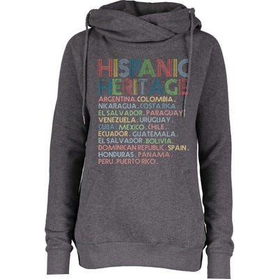 Hispanic Heritage Month 2023 Latino All Countries Names Womens Funnel Neck Pullover Hood