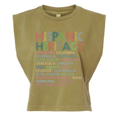 Hispanic Heritage Month 2023 Latino All Countries Names Garment-Dyed Women's Muscle Tee