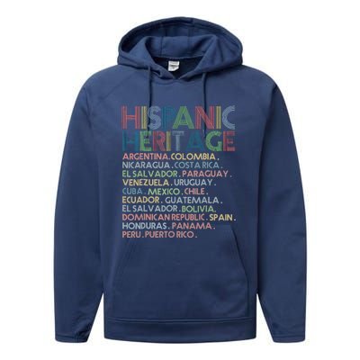 Hispanic Heritage Month 2023 Latino All Countries Names Performance Fleece Hoodie