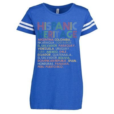 Hispanic Heritage Month 2023 Latino All Countries Names Enza Ladies Jersey Football T-Shirt