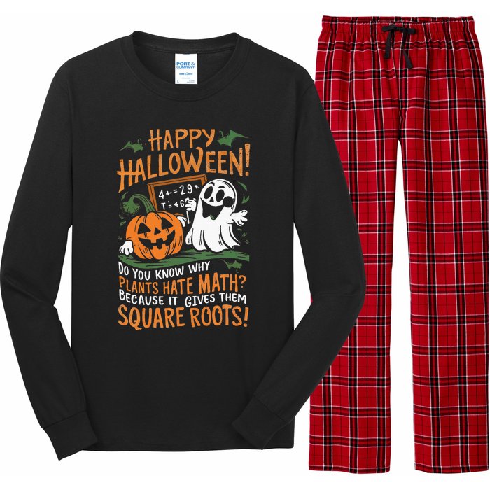 Happy Halloween Math Teacher Scientist Funny Design Long Sleeve Pajama Set