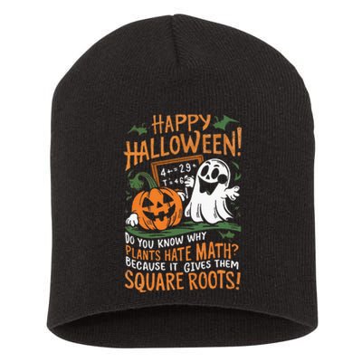 Happy Halloween Math Teacher Scientist Funny Design Short Acrylic Beanie