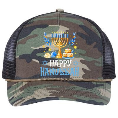 Happy Hanukkah Menorah Chanukah Jewish  Retro Rope Trucker Hat Cap