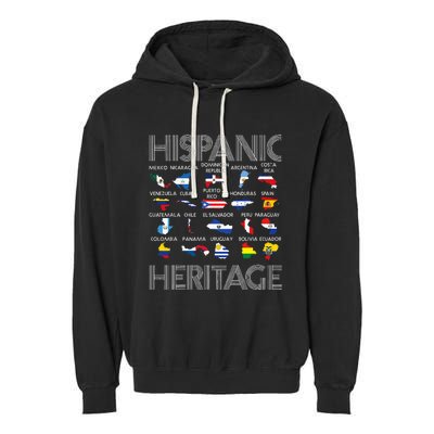 Hispanic Heritage Month Latino Countries Names Maps Garment-Dyed Fleece Hoodie