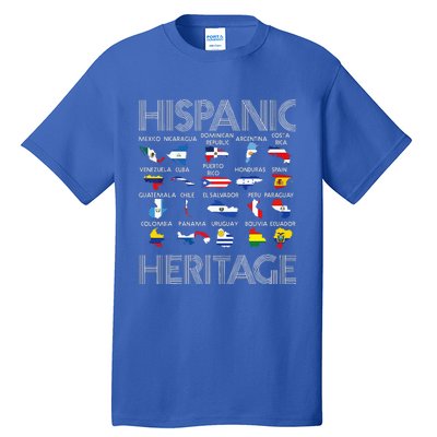 Hispanic Heritage Month Latino Countries Names Maps Tall T-Shirt