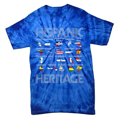 Hispanic Heritage Month Latino Countries Names Maps Tie-Dye T-Shirt