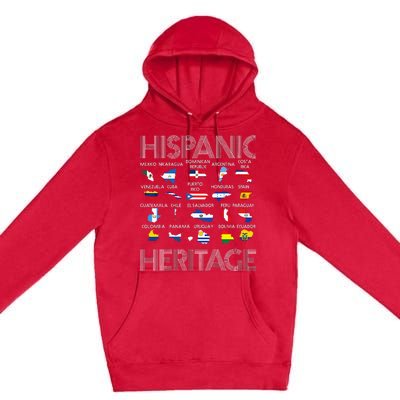 Hispanic Heritage Month Latino Countries Names Maps Premium Pullover Hoodie