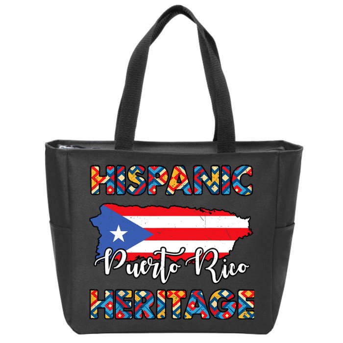 Hispanic Heritage Month Puerto Rico Rican Flag Boricua Zip Tote Bag