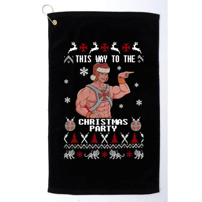HD He Man This Way To The Christmas Party Ugly Golf Towel