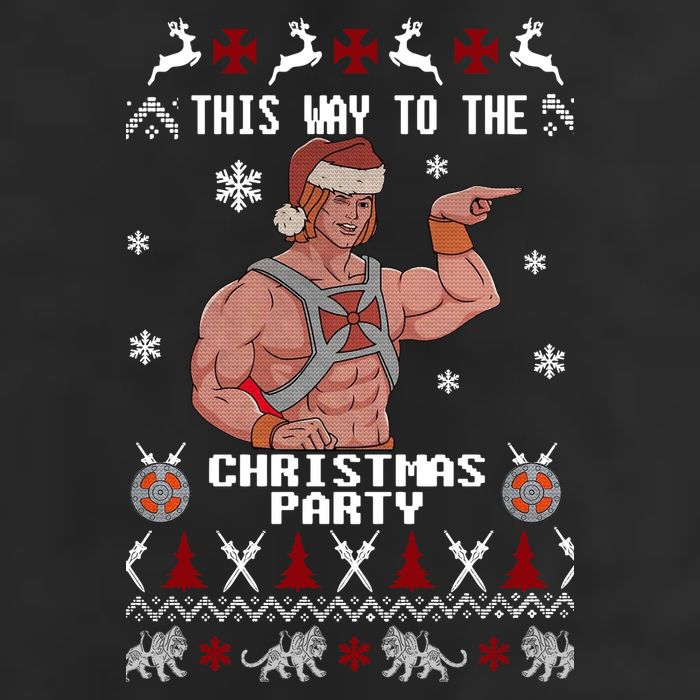 HD He Man This Way To The Christmas Party Ugly Golf Towel