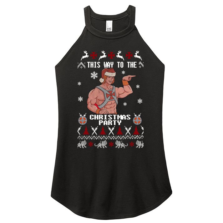 HD He Man This Way To The Christmas Party Ugly Women's Perfect Tri Rocker Tank