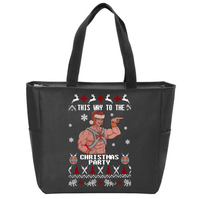 HD He Man This Way To The Christmas Party Ugly Zip Tote Bag