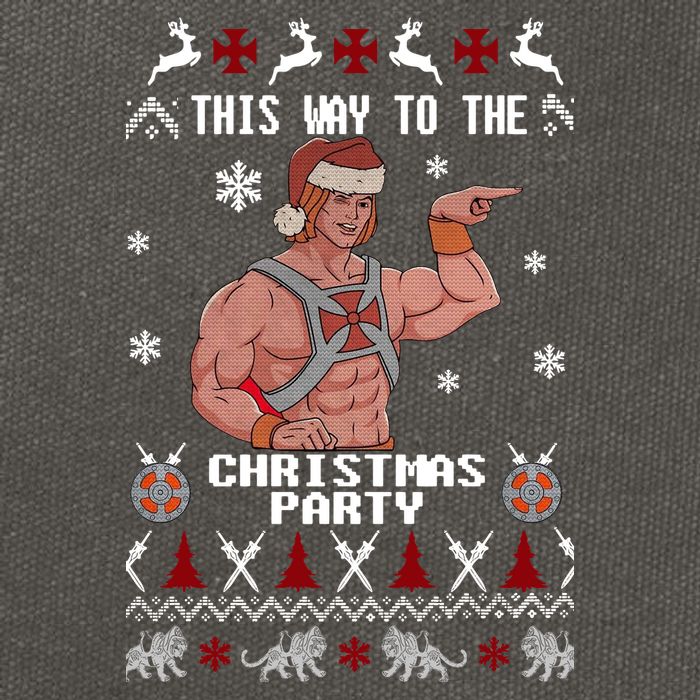 HD He Man This Way To The Christmas Party Ugly Cotton Canvas Backpack