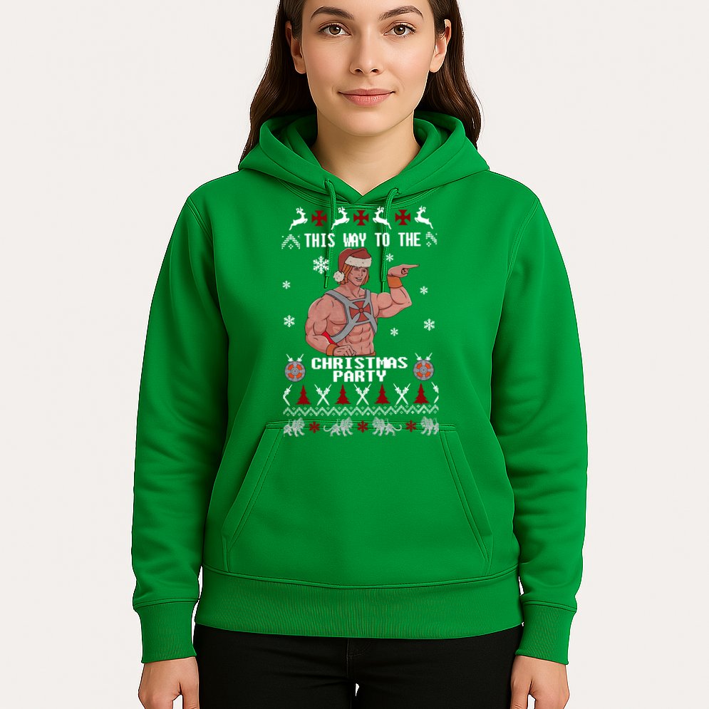 HD He Man This Way To The Christmas Party Ugly Hoodie