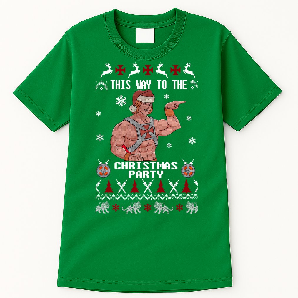 HD He Man This Way To The Christmas Party Ugly Tall T-Shirt