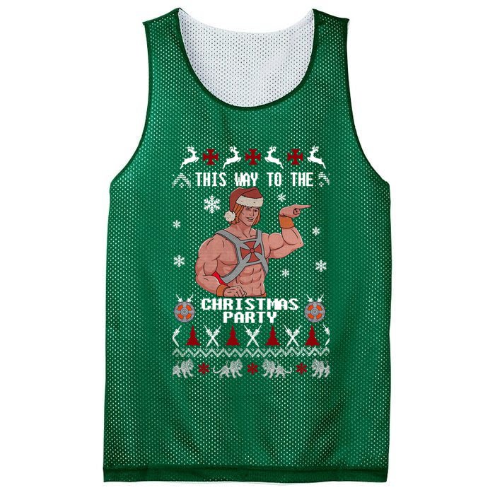 HD He Man This Way To The Christmas Party Ugly Mesh Reversible Basketball Jersey Tank
