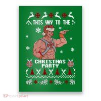HD He Man This Way To The Christmas Party Ugly Poster
