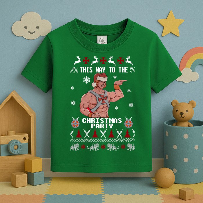 HD He Man This Way To The Christmas Party Ugly Toddler T-Shirt