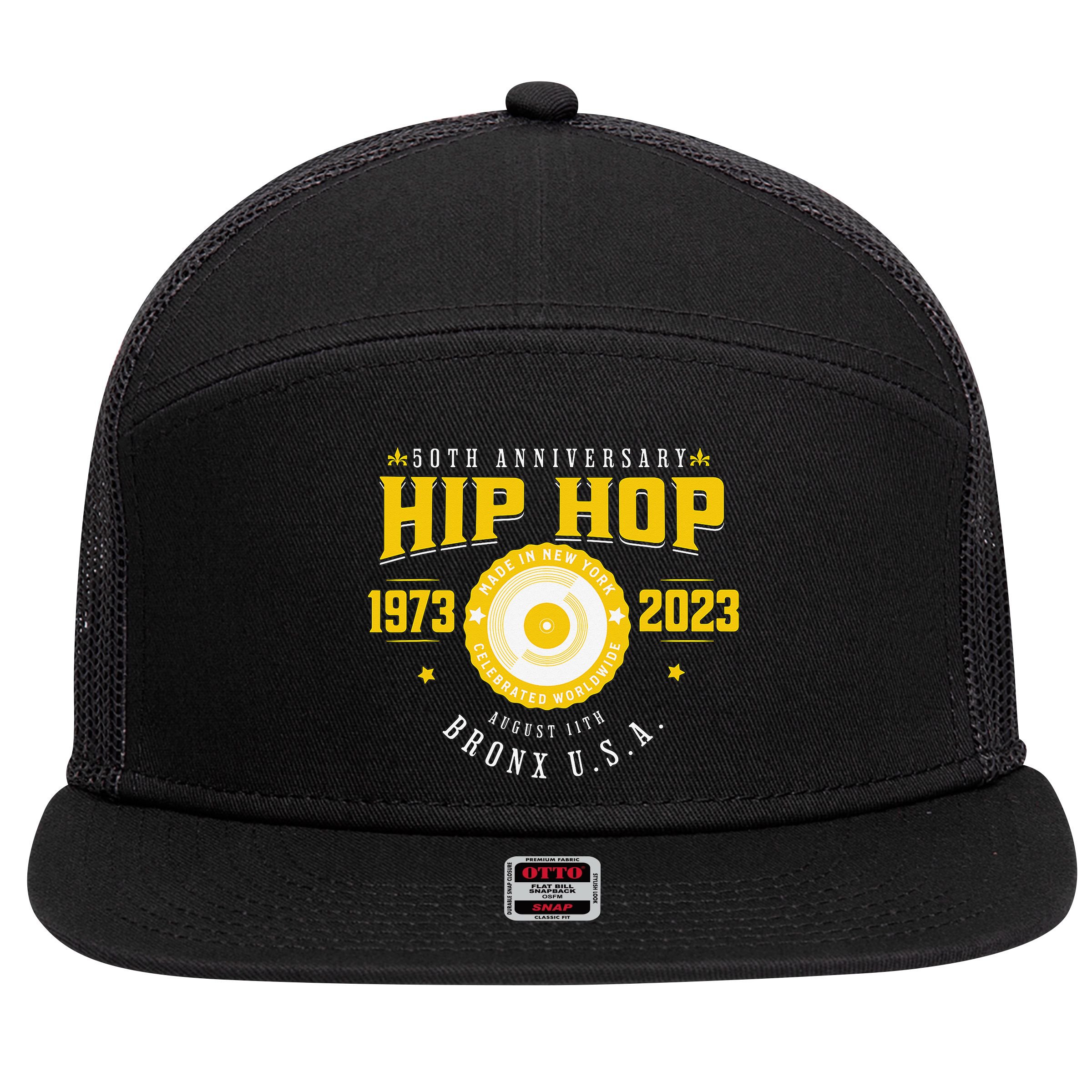Hip Hop Music 50th Anniversary Musician Birthday Born Day 7 Panel Mesh Trucker Snapback Hat