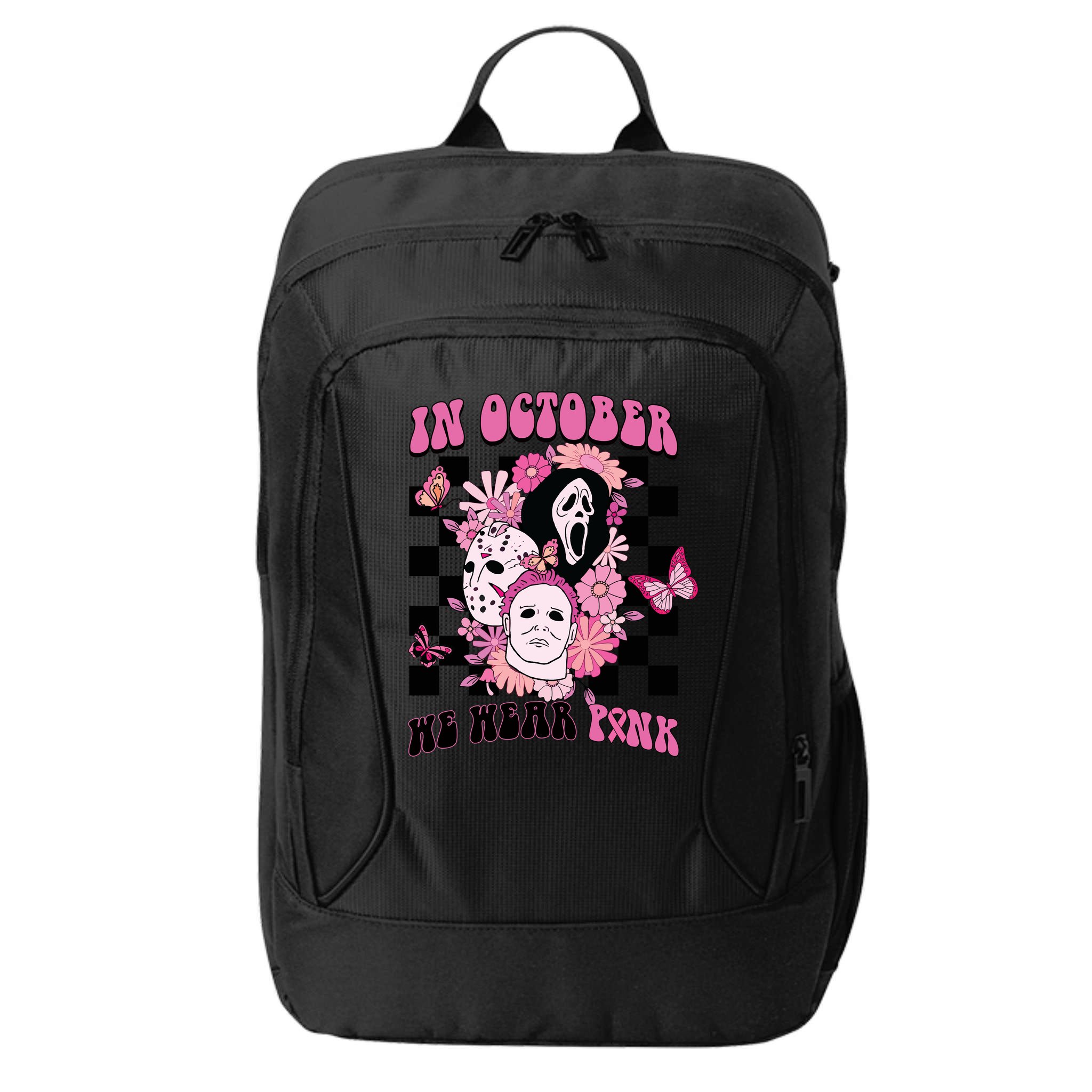 Halloween Horror Movie Characters Breast Cancer City Backpack