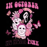 Halloween Horror Movie Characters Breast Cancer 16 in Basic Backpack