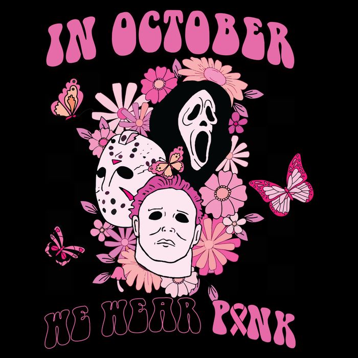 Halloween Horror Movie Characters Breast Cancer 16 in Basic Backpack