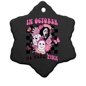 Halloween Horror Movie Characters Breast Cancer Ceramic Star Ornament