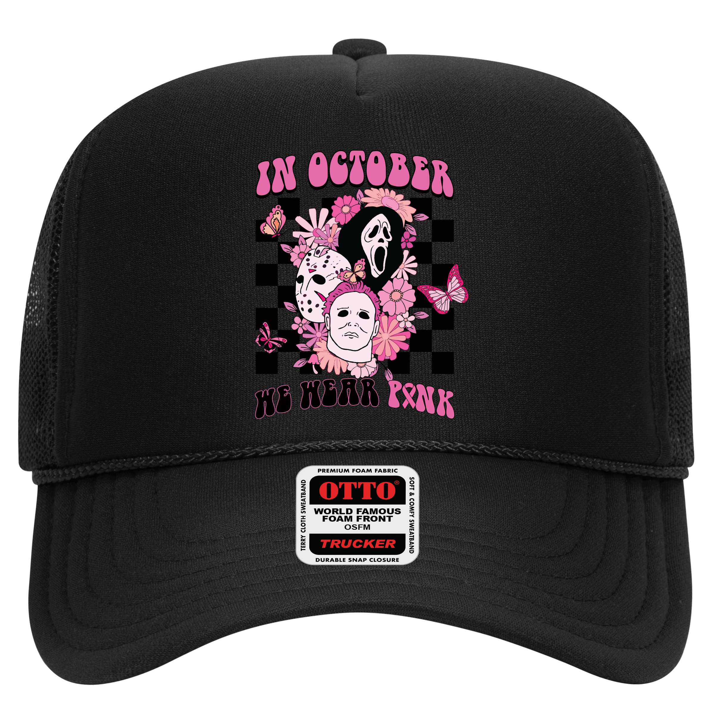 Halloween Horror Movie Characters Breast Cancer Hat