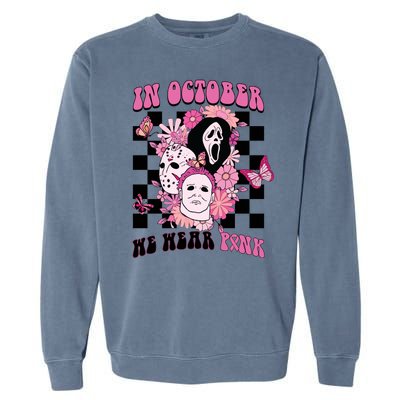 Halloween Horror Movie Characters Breast Cancer Garment-Dyed Sweatshirt