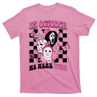 Halloween Horror Movie Characters Breast Cancer T-Shirt