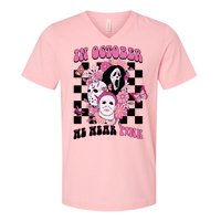 Halloween Horror Movie Characters Breast Cancer V-Neck T-Shirt