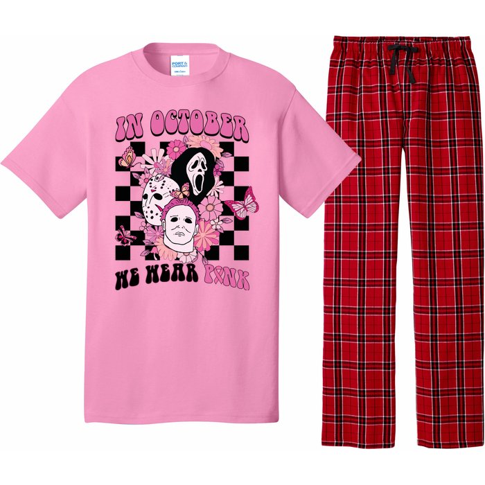 Halloween Horror Movie Characters Breast Cancer Pajama Set