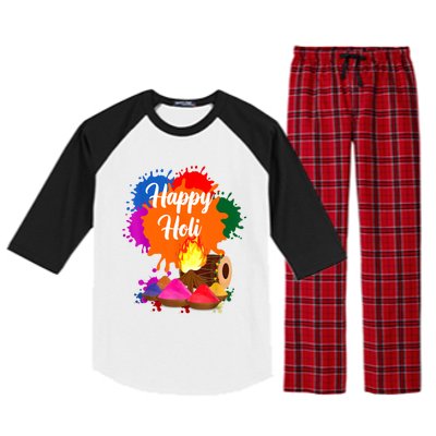 Happy Holi Men Women Family Cool Holi Festival Outfit Raglan Sleeve Pajama Set