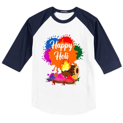 Happy Holi Men Women Family Cool Holi Festival Outfit Baseball Sleeve Shirt