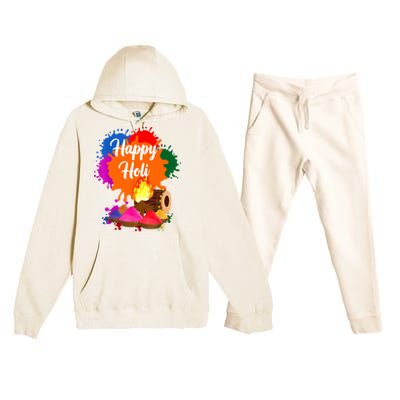 Happy Holi Men Women Family Cool Holi Festival Outfit Premium Hooded Sweatsuit Set