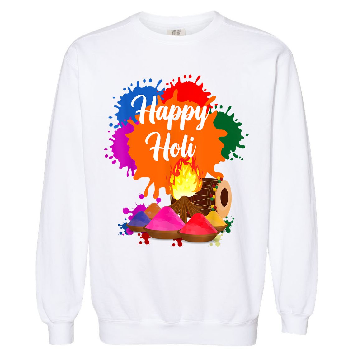 Happy Holi Men Women Family Cool Holi Festival Outfit Garment-Dyed Sweatshirt