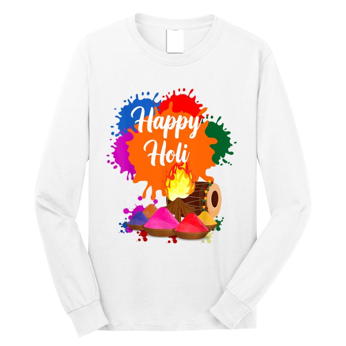 Happy Holi Men Women Family Cool Holi Festival Outfit Long Sleeve Shirt