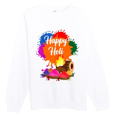 Happy Holi Men Women Family Cool Holi Festival Outfit Premium Crewneck Sweatshirt